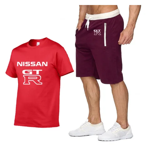 

Mens Short sleeve GTR Car Logo Summer Mens t Shirt Hip Hop Harajuku T-Shirt high quality Cotton T Shirts pants suit Sportswear