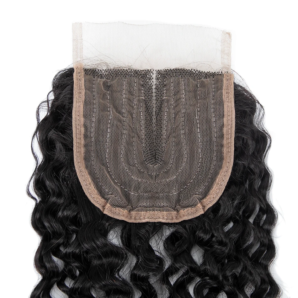 3 шт. пучки волнистых волос с закрытием бразильские натуральные черные