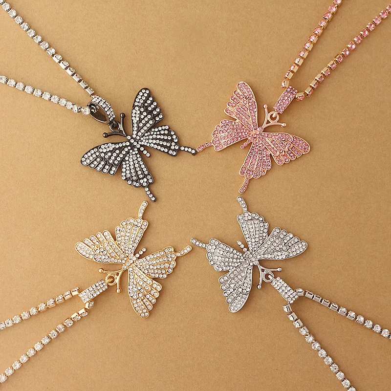 

New Design Crystal Chain Butterfly Pendant Necklace for Women Multicolor Luxury Necklace Boho Fashion Jewelry Party Gift