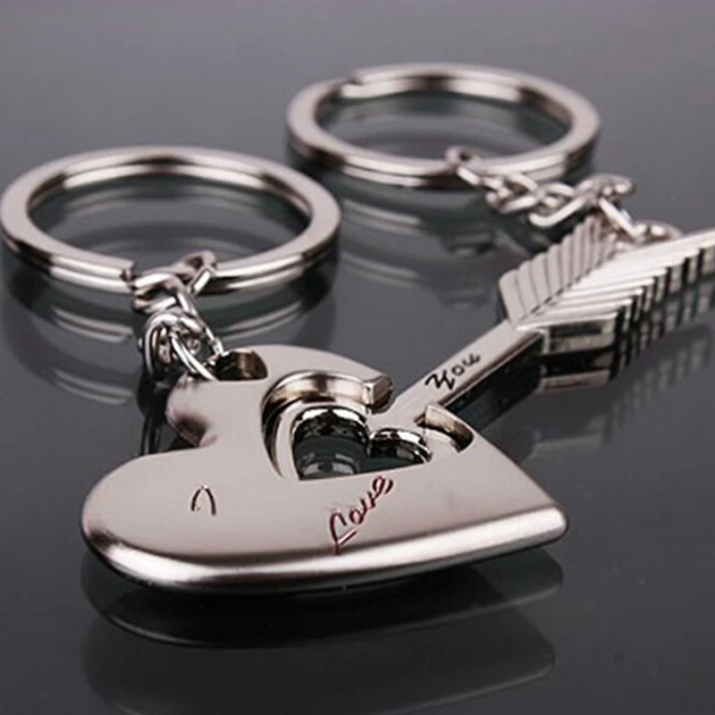 1 Set Fashion Cupid Men Women Keyring Silver Creative Key Chains Lovers Gift Couple Heart Keychain |