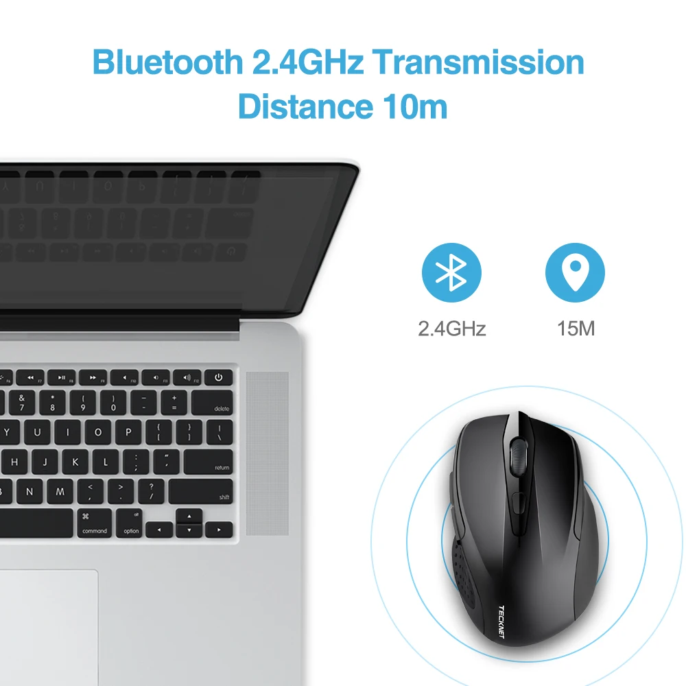 TeckNet 2600 dpi беспроводная мышь компьютерная Bluetooth мышь PC Mause эргономичная мышь 3,0 USB оптическая мышь для ноутбука ПК