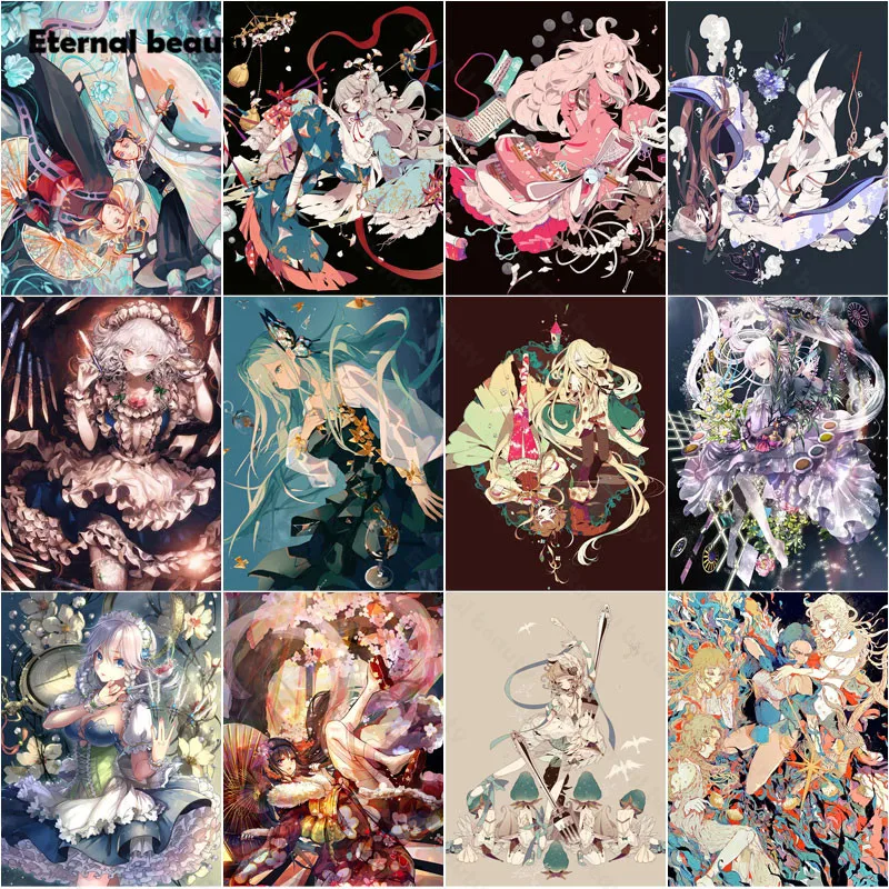 

5D Diy Diamond Painting Famous Anime Characters Demon Slayer Cross Stitch Kits Full Diamond Embroidery Home Decor Handmade Gift
