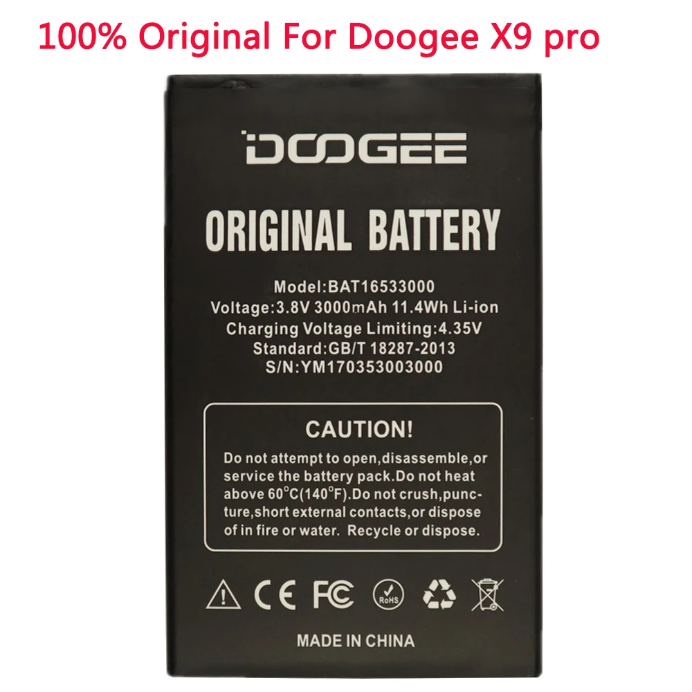 

3,8 в 3000 мА/ч DOOGEE X9 pro BAT16533000 Сменный аккумулятор для DOOGEE 5,5 дюймов X9 pro Аккумулятор для фотографий