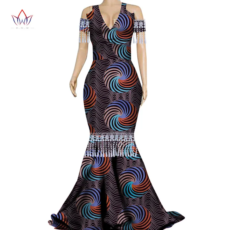 Модные африканские платья с кисточками для Женщин Дашики плюс размер