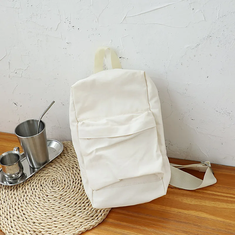 

Fashion Simple Pure Color Chest Bag Versatile Fashion Literature And Art One Shoulder Women's Bag Leisure College Wind Canvas