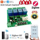 Умный модуль выключателя света Zigbee, 4-канальный модуль выключателя, 51232 В постоянного тока, RF433, 10 А, реле, работает с Alexa Google Assistant,Tuya Smart Life