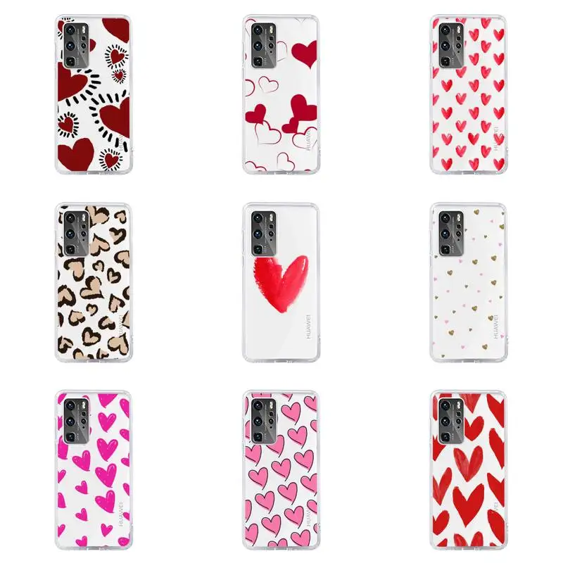 

cute love Phone Case For Huawei P40 P30 P20 Mate Honor 10i 30 20 i 10 40 8x 9x Pro Lite Transparent Cover