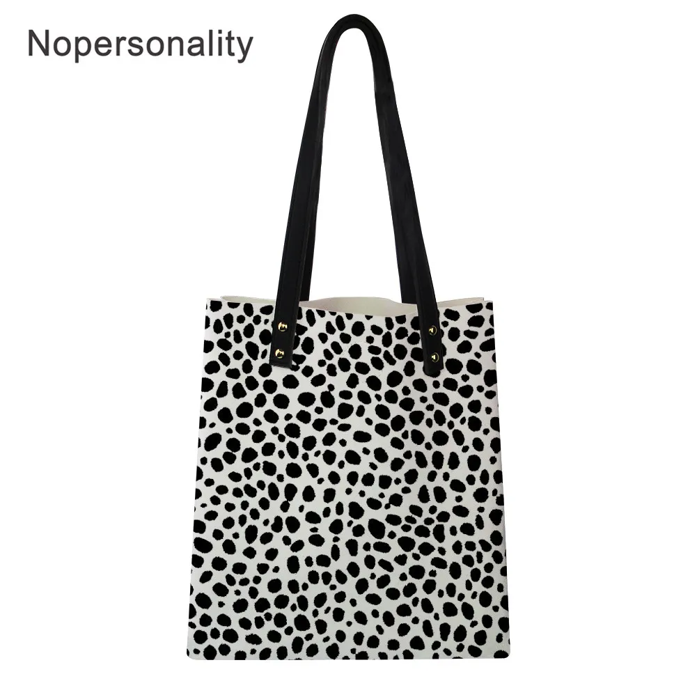 

Nopersonality Women Handbags Casual Shopping Bags Printing Leopard Beach Shoulder Bags Women PU Tote Bags with Small Wallet
