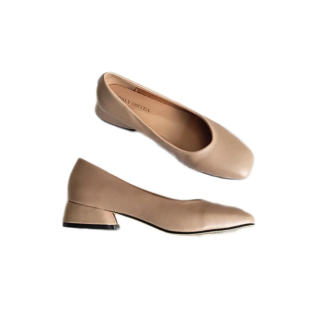 Туфли женские на низком толстом каблуке квадратный носок ретро туфли-лодочки