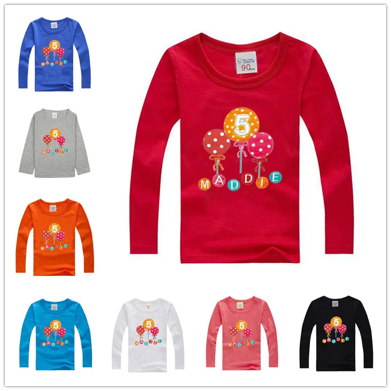

Boys T Shirt Long Sleeves Kids Girls Cotton Tops Children Baby balloon Print Cartoon Clothing Tee Toddler Clothes Infant tops