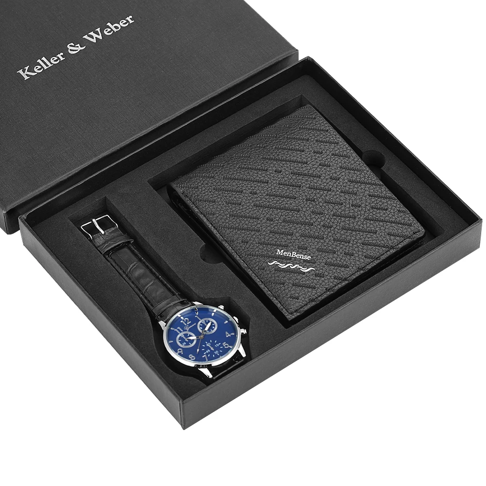 Часы наручные мужские кварцевые с бумажником и кожаным ремешком | Наручные часы