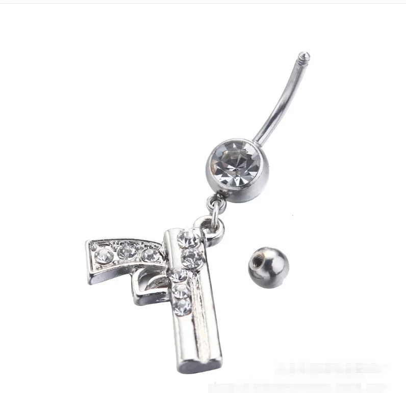 The most fashionable retail gun dangle belly ring navel bar body piercing jewelry 316L surgical steel nickel-free Free shipping |