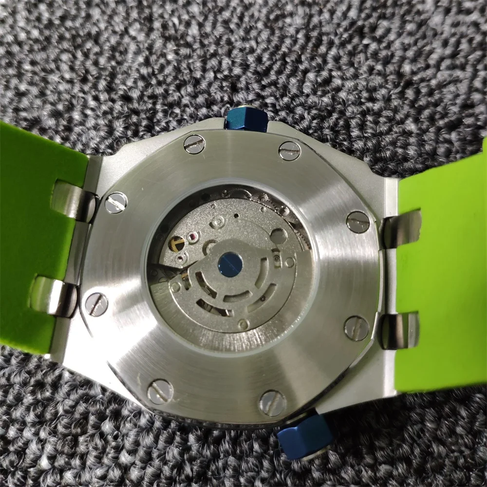 

42mm Automatic mechanical watches Sterile white dial Luminous waterproof Rubber Stainless steel case watch men