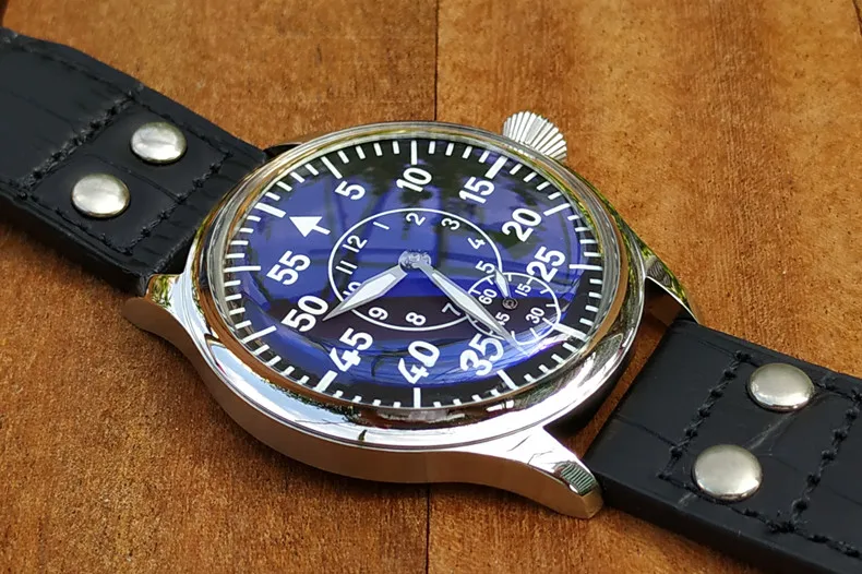 Мужские механические часы с синим стеклом 44 мм без логотипа|Мужские часы| |