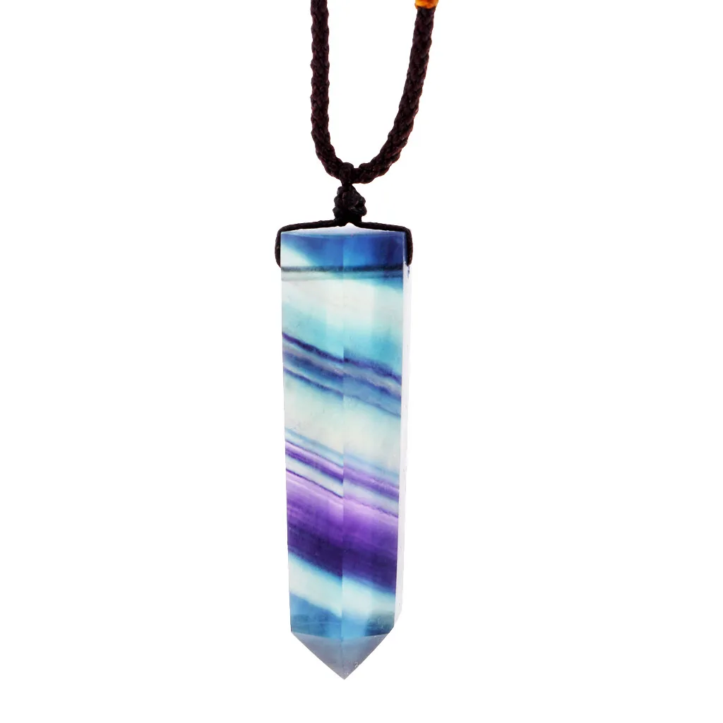

Natural Stone Pendants Necklace Energy Crystal Charms Hexagonal Women Men Jewelry #3
