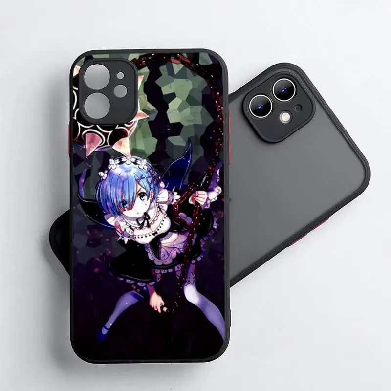 

Anime Re Zero Rem Phone Case For iphone 12 11 8 7 plus mini x xs xr pro max matte transparent cover
