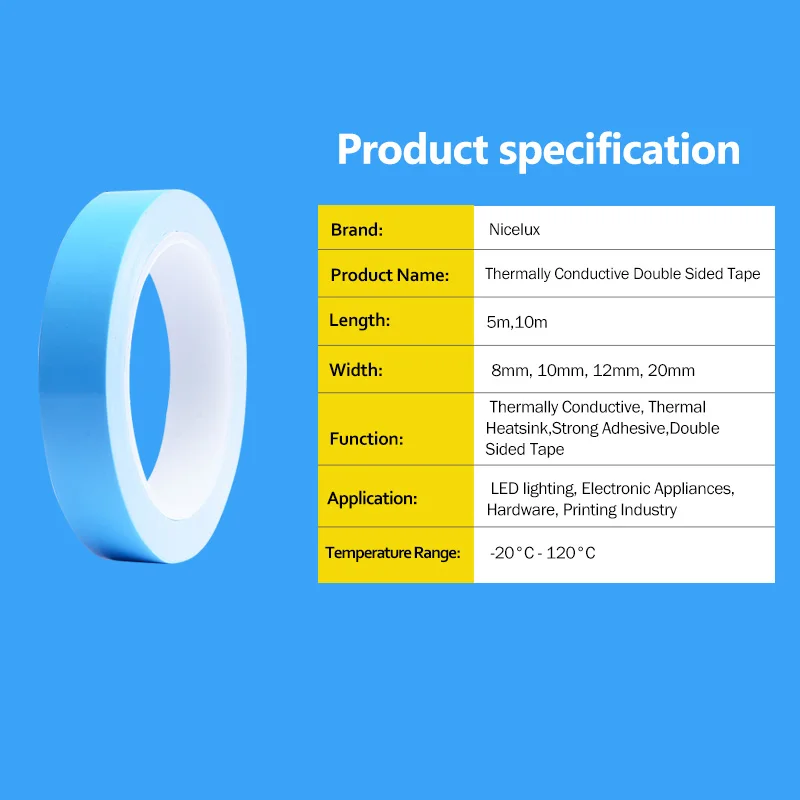 25m High Quality Double-sided Heat-adhesive Tape Ultra-thin Film For LED CPU GPU Heatsink Thermal Conductivity | Обустройство дома