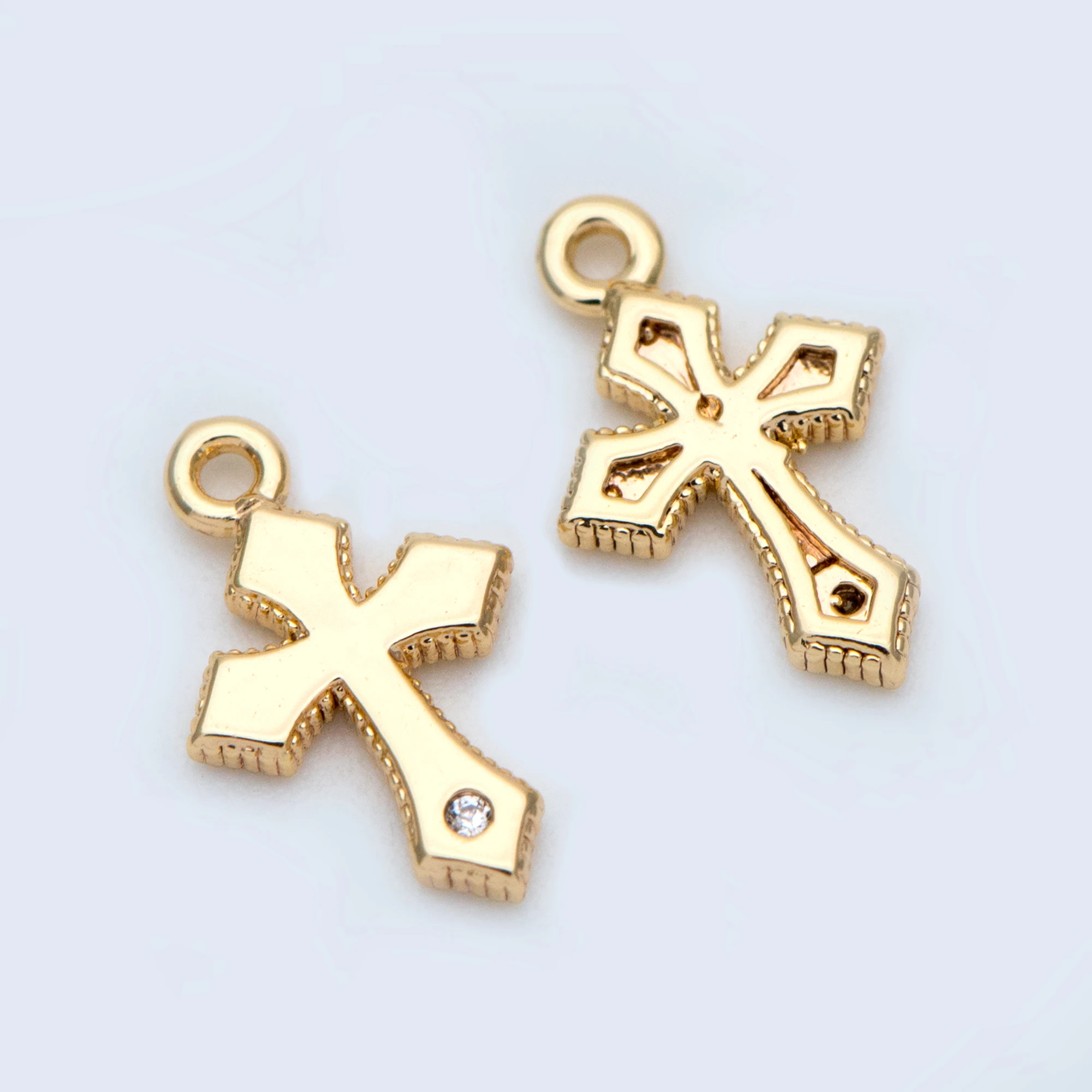 10 шт Позолоченные латуни Крест Браслеты с подвесками CZ вымощенное крест подвески