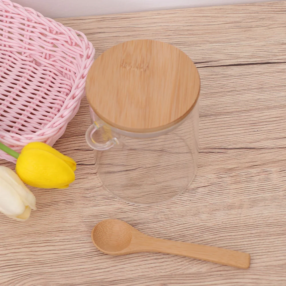 420 мл прозрачные Стекло банка с крышкой и ложка герметичный канистра Еда