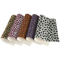 pu leatherette purple leopard litchi printed for making wallets earrings hair accessories 30x136cm