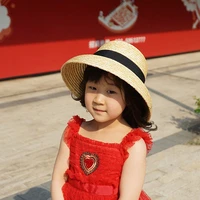 childrens bucket hat dome wide brim summer hat sun hat ribbon bowknot lace up beach hat girl cap sun protection caps straw hat