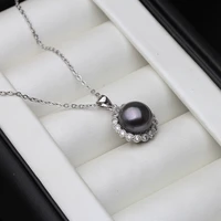 925 silver pendant with pearlreal black natural freshwater pearl necklace anniversary girl gift