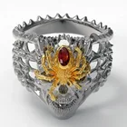 Punkboy Популярные властная мужское кольцо Мода украшениями пауками черепами инкрустация кольцо для мужчин вечерние ювелирные изделия аксессуары