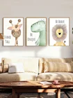Декор детской комнаты, современный мультяшный постер с принтом животных, скандинавский Лев, жираф, детская Картина на холсте, настенное искусство