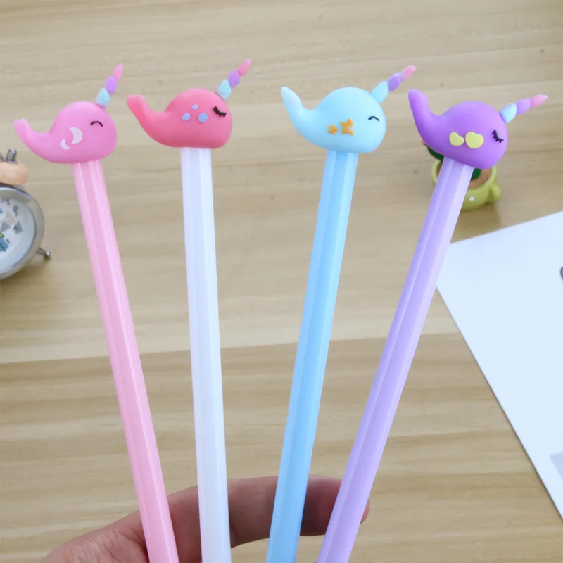 50 Uds. De bolígrafos de Gel narval, bolígrafos creativos con forma de unicornio, papelería para estudiantes, 0,5mm