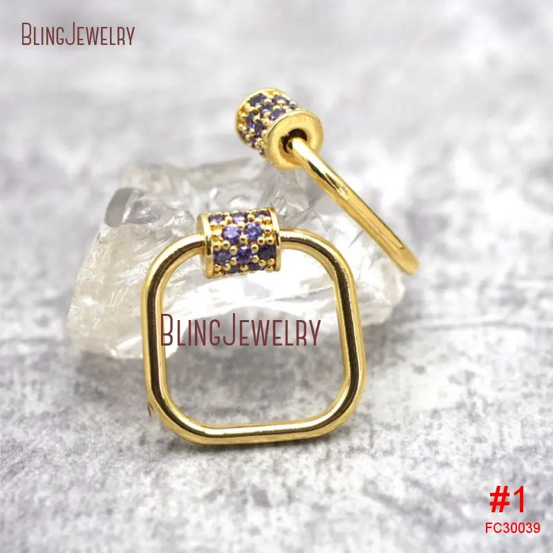 Золотой замок квадратный винтовой с карабином 20 мм FC30040