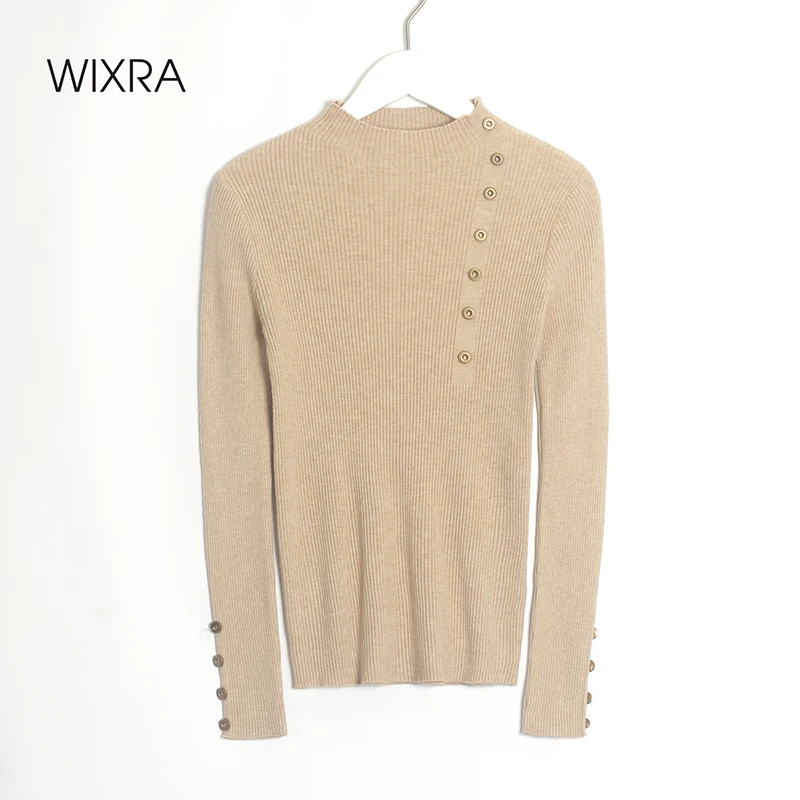 Wixra женские эластичные свитера новые модные однотонные пуловеры вязаные на