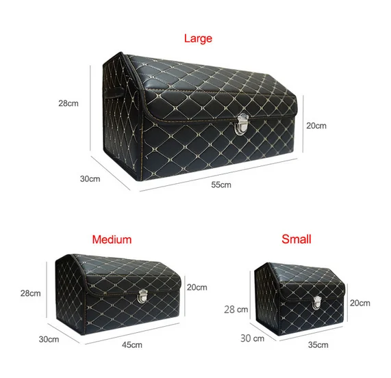 Дешево Водонепроницаемый кожаный складной Водонепроницаемый моющийся роскошный Автомобильный багажник Универсальная коробка для хранения Орга...