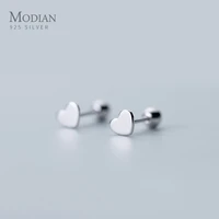 modian exquisite simple cute stars heart and bead fashion tiny stud earrings for women shining luxury fine s925 silver jewelry