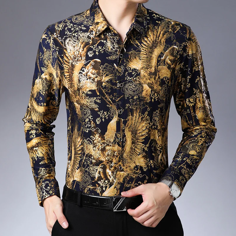 Роскошные Рубашки Eagle из вискозы для мужчин нечеткие королевские неокрашенные