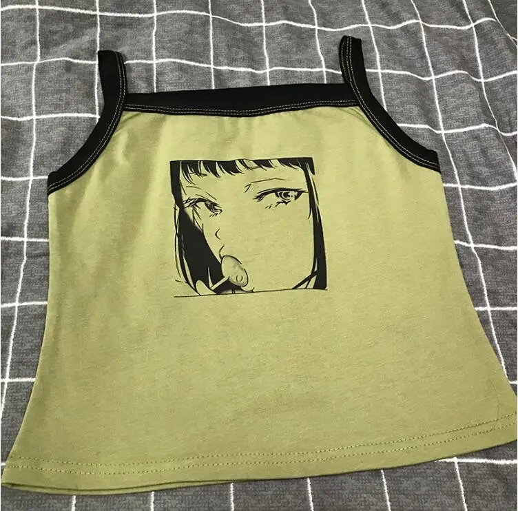 

Summer Harajuku Anime Print Slim Sleeveless Short tank top