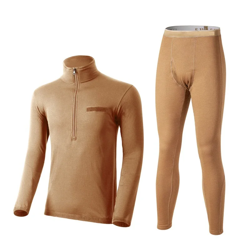 

3 Colors Black Khaki Green Men's Set F/W Warm Fleece Suit Thermal Underwear For Men