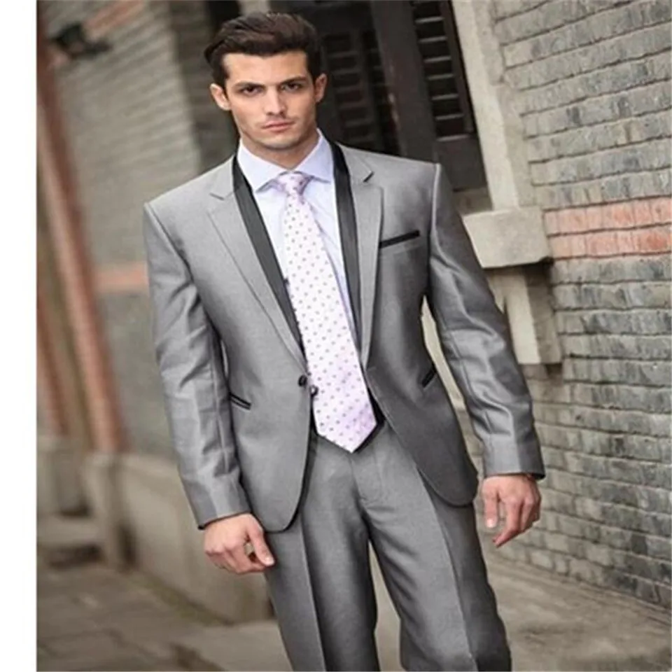 Мужской костюм Smolking Noivo Terno Slim Fit Easculino, вечерние костюмы для мужчин, смокинги, Женихи, шаль, черный отворот, на одной пуговице(пиджак