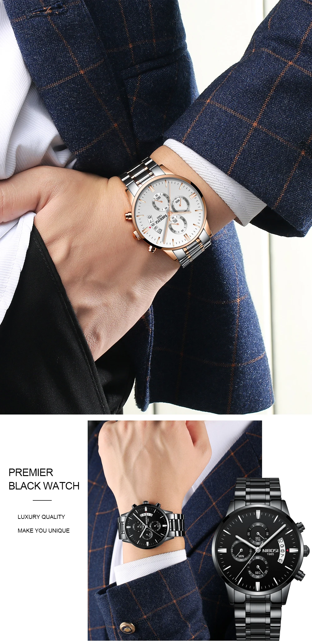 NIBOSI Relogio Masculino Luxury Men Watches Top Brand Men's Quartz Clock Waterproof Sports Chronograph Wristwatches Montre Homme