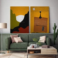 mountain scenery earth colors abstract landscape colors of africa africa lover gift white sun over hills african figurativ
