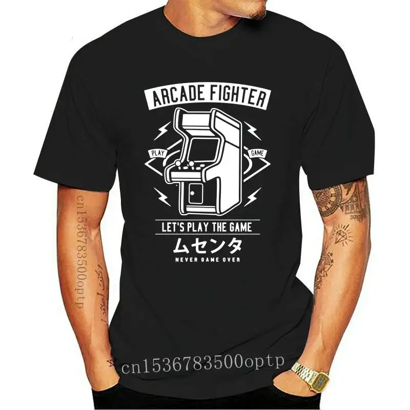 

2019 New Mens Arcade Fighter Retro Vintage Gaming Men's T-Shirt Tee Shirts