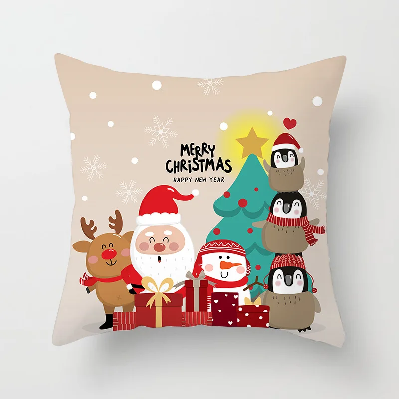 

45cm Christmas Pillowcase Xmas Tree Santa Claus Elk Cushion Cover Merry Christmas Decor For Home Happy New Year Gift Favor 2022