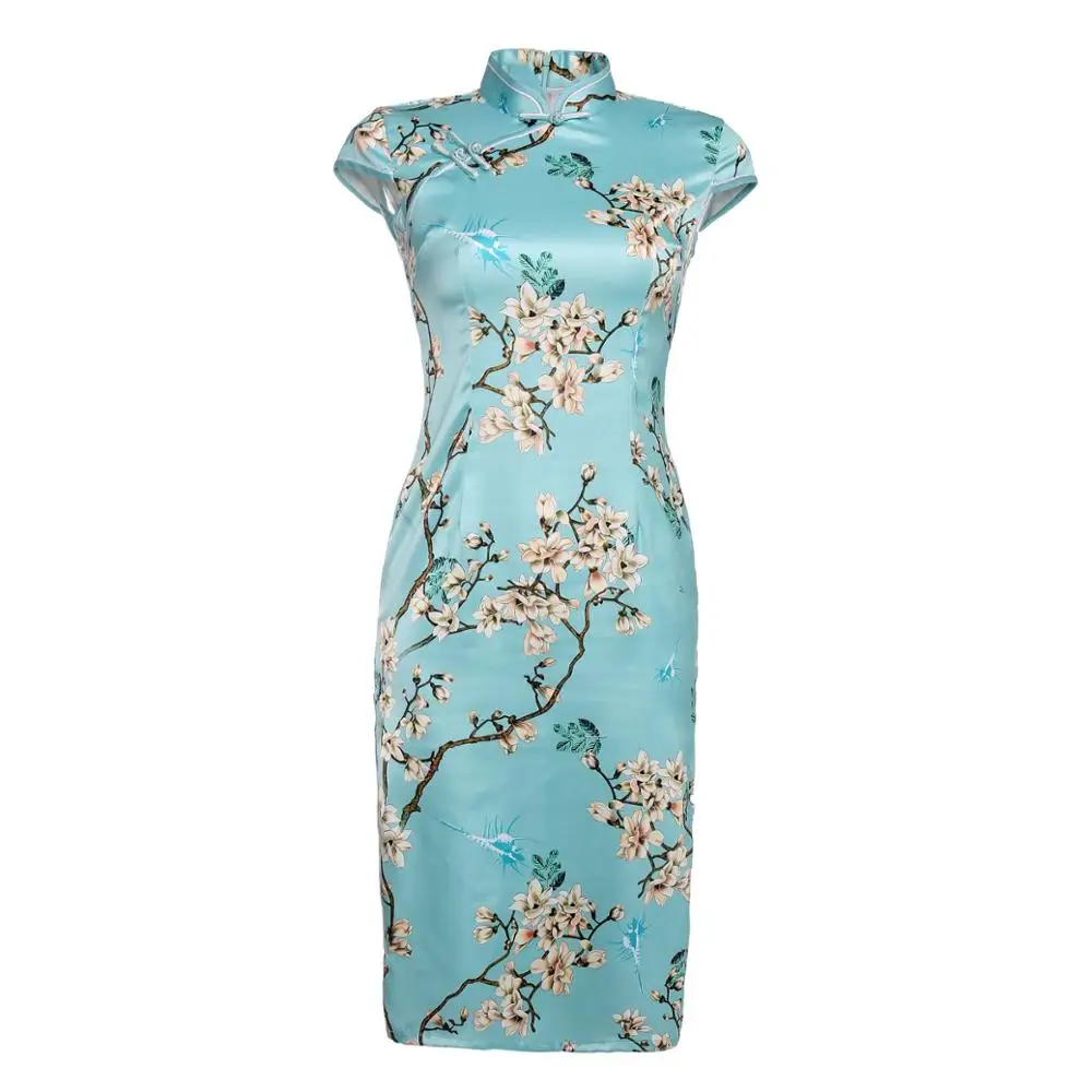 9 стилей традиционный китайский стиль длина до колена Cheongsam Ретро тонкое вечернее