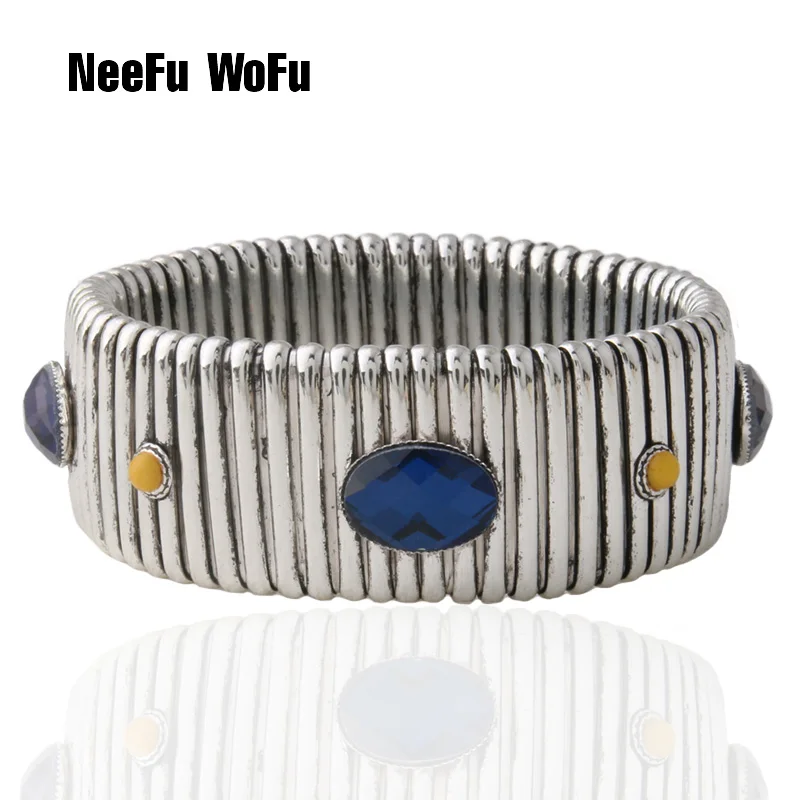 NeeFuWoFu 25 мм браслет из натурального камня меди эластичный браслет|Браслеты с