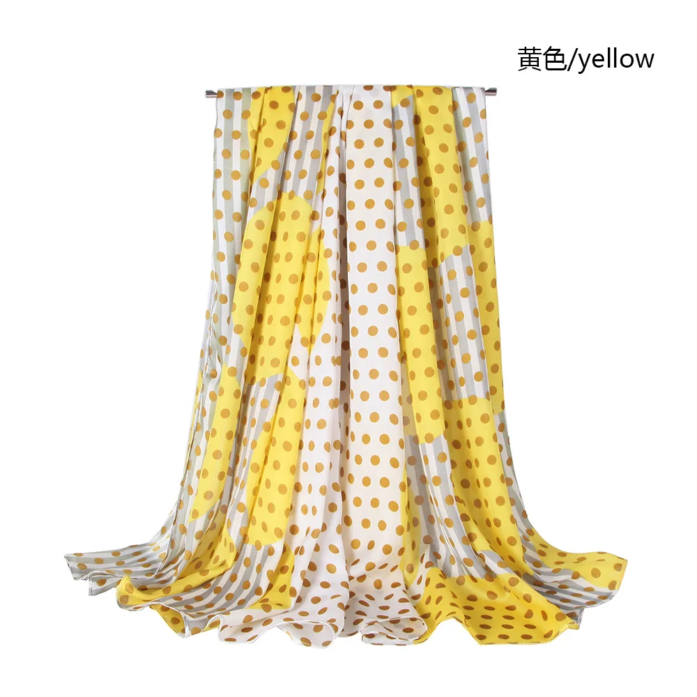 180*90 см Новый женский шелковый шарф с принтом в горошек ретро солнцезащитный