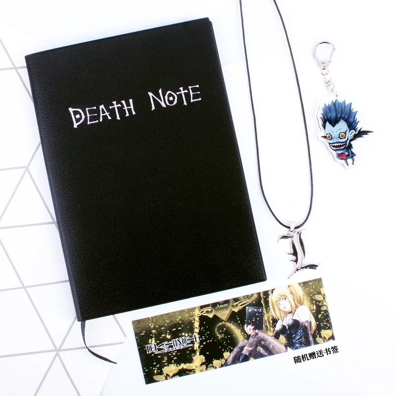 

22CM Anime Death note notebook Model Key buckle Acrylic Pendant Indoor family toys Notepad Gift with Random style bookmark
