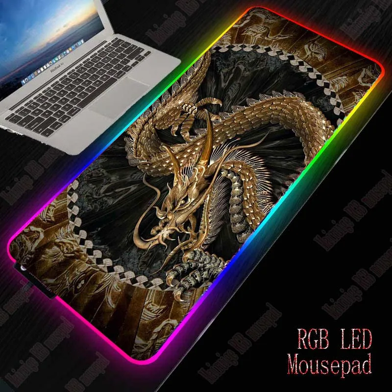 Yuzuoan игровой коврик для мыши с драконом светодиодный RGB Радужный светильник