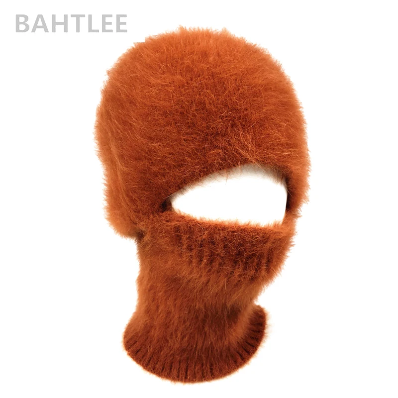 BAHTLEE, зимняя Лыжная маска, Балаклава, Ангорский кролик, вязаная шапка, шарф, шапки, теплые шапки для мужчин или женщин, Теплая Флисовая шапка - Цвет: caramel