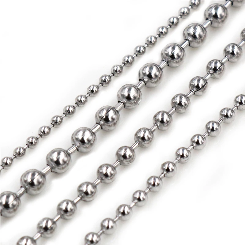 5 Meters/Lot 1.5/2.0/2.4/3.0mm Beaded Ball Stainless Steel Bulk Ball Bead Chains For DIY Necklaces Jewelry Making Accessories