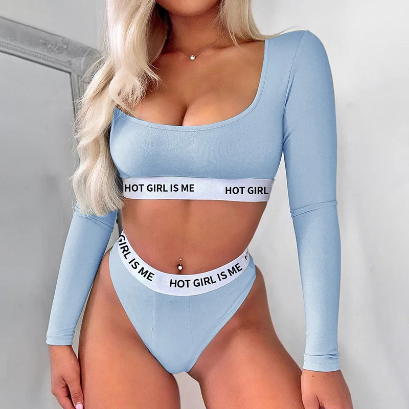 

Instunning two piece Sets Women Sexy Tops and Shorts Mini Sexy Ctop Top Long Sleeve With Patchwork Hem Elastics Waist Slim Solid