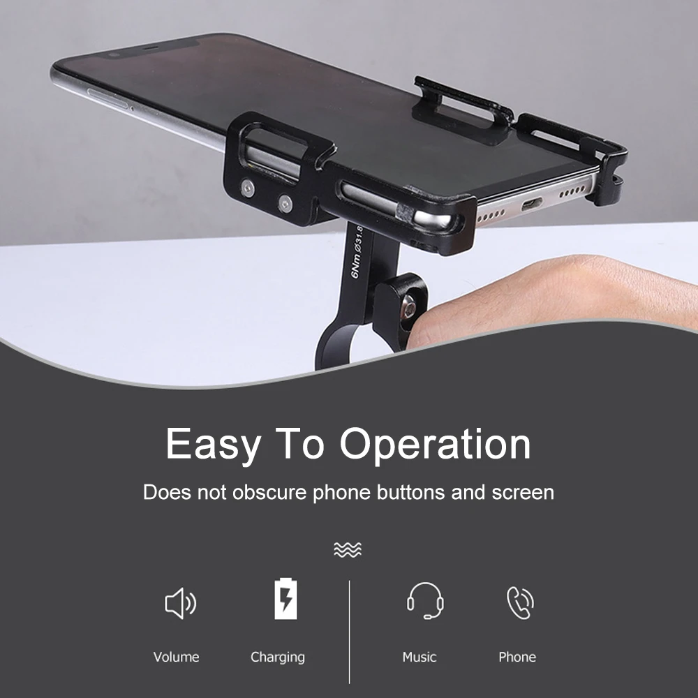 

Lixada Bicycle Phone Mount Aluminum Alloy Bike Phone Holder Universal Motorcycle Phone Holder with Silicone Buckle Fastener